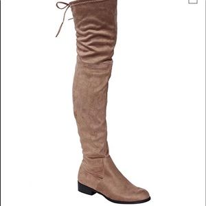 BESTON Women’s Low Heel Thigh High Boots